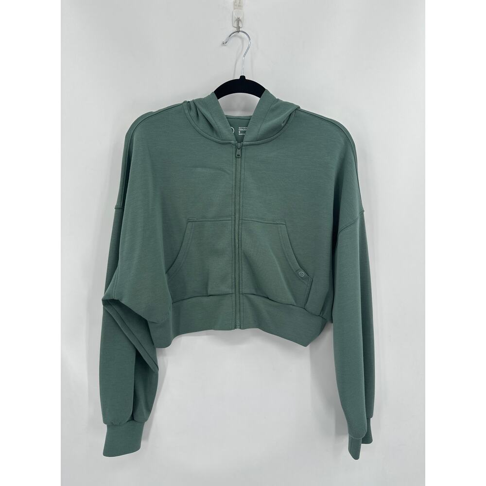 Hollister Gilly Hicks Slouchy Hooded Cropped Sage Green Hoodie Size Small